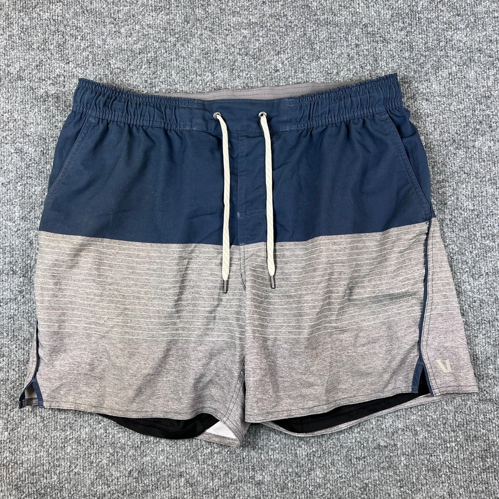 Vuori Trail Shorts Mens L Blue Gray Lined Stretch Drawstring 6" Gym V341